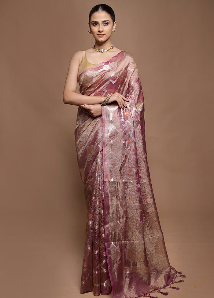 Purple Tissue Silk Saree With Blouse Piece