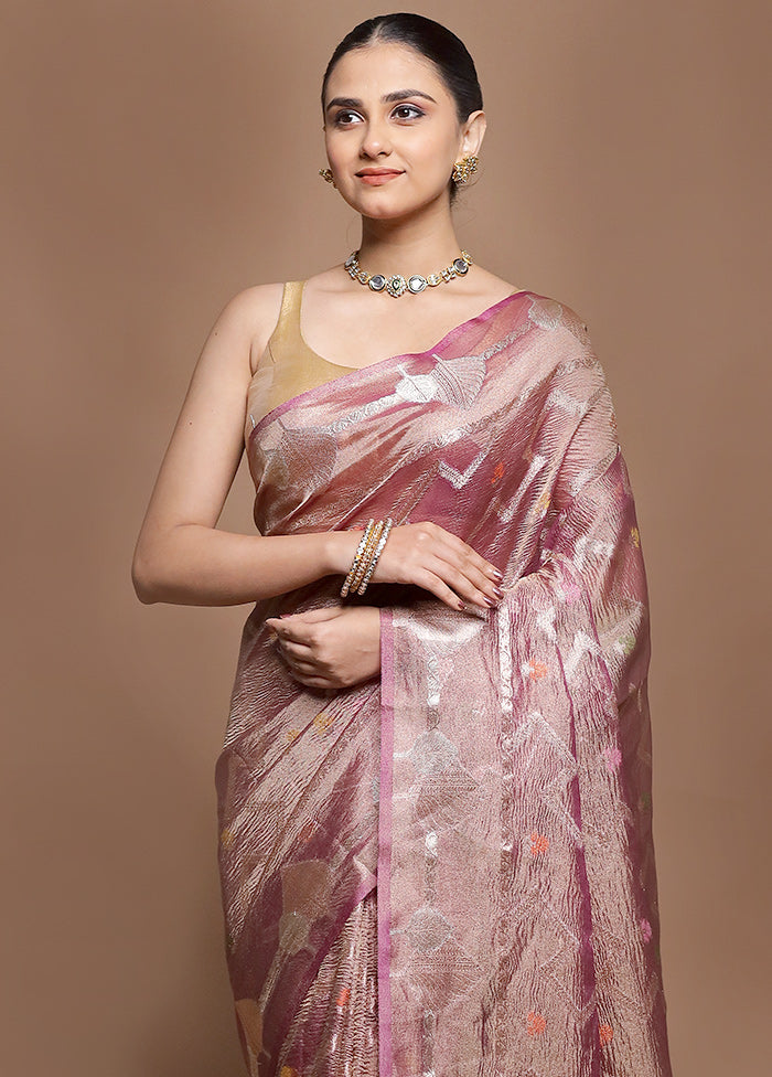 Purple Tissue Silk Saree With Blouse Piece