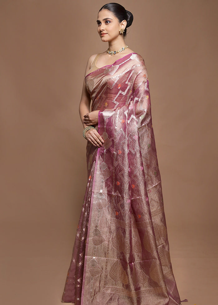 Purple Tissue Silk Saree With Blouse Piece