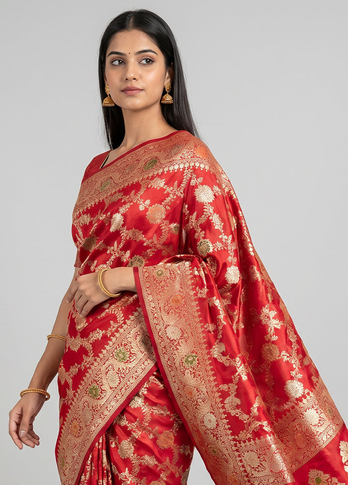 Pink Handloom Katan Pure Silk Saree With Blouse Piece