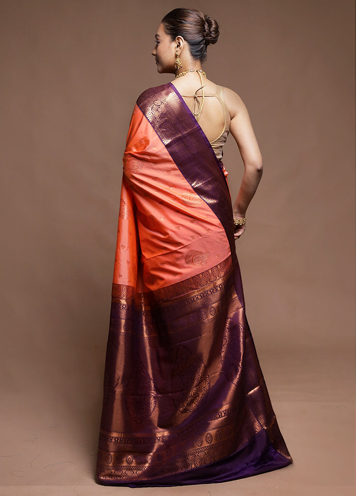 Pink Kanjivaram Silk Saree With Blouse Piece