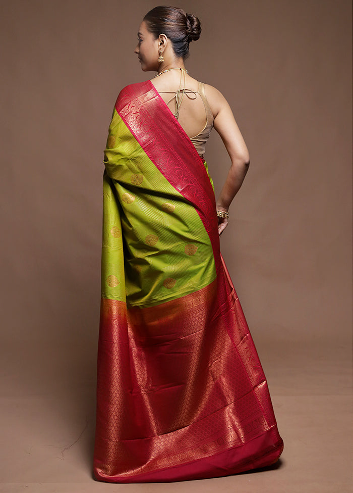 Green Kanjivaram Silk Saree With Blouse Piece