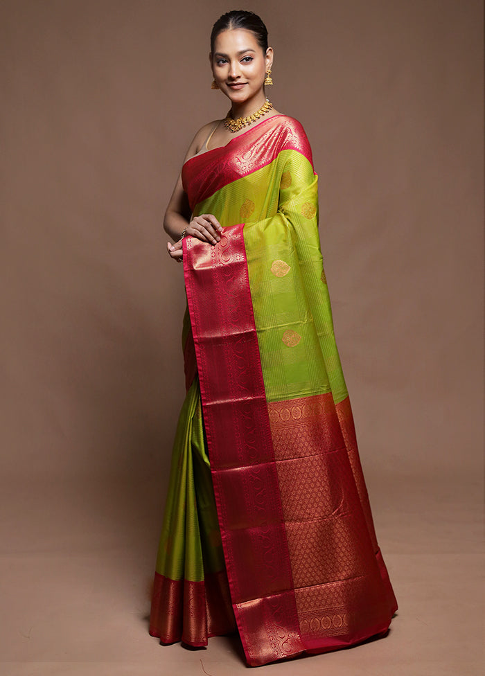 Green Kanjivaram Silk Saree With Blouse Piece