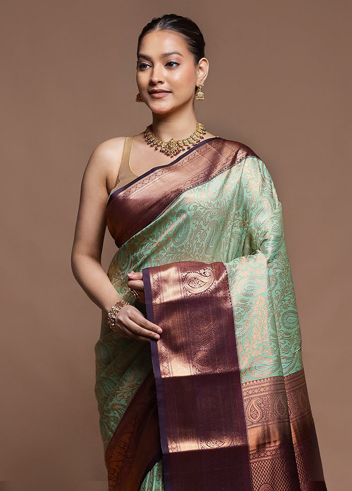 Green Kanjivaram Silk Saree With Blouse Piece