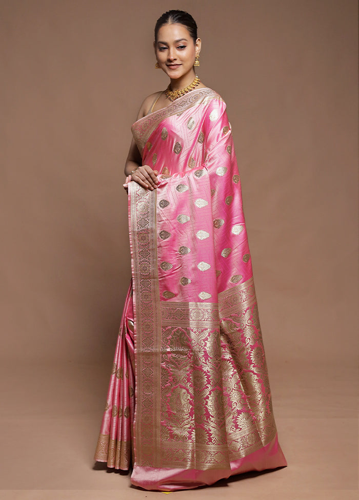 Pink Tanchoi Silk Saree With Blouse Piece