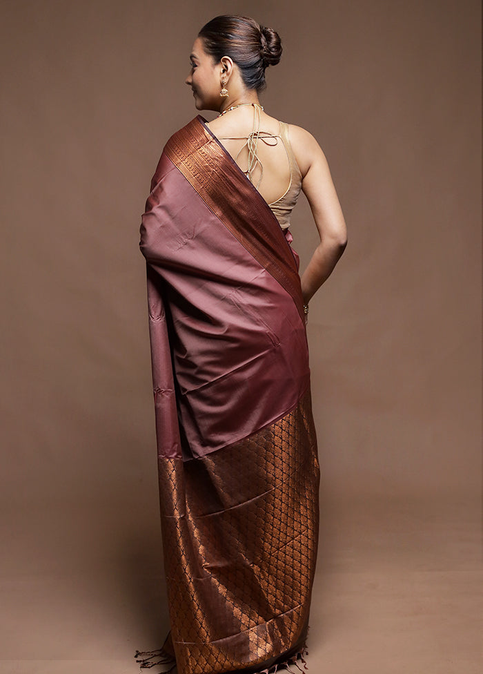 Maroon Dupion Silk Saree With Blouse Piece