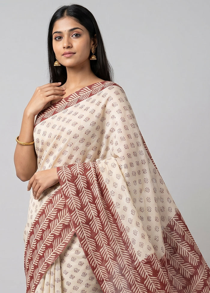 White Dupion Silk Saree With Blouse Piece