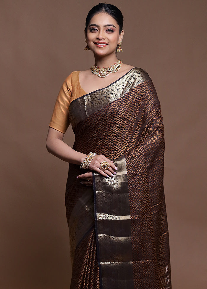 Black Dupion Silk Saree With Blouse Piece