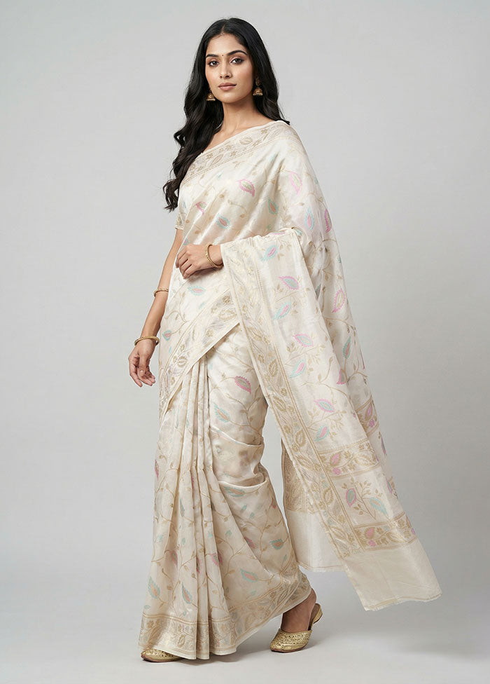 White Organza Saree With Blouse Piece