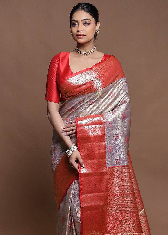 Purple Kanjivaram Silk Saree With Blouse Piece