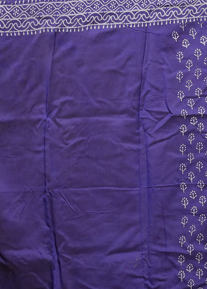 Blue Chanderi Cotton Saree With Blouse Piece