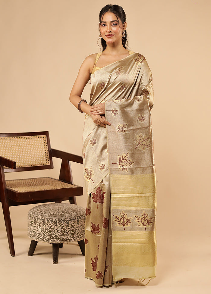 Green Tussar Silk Saree With Blouse Piece