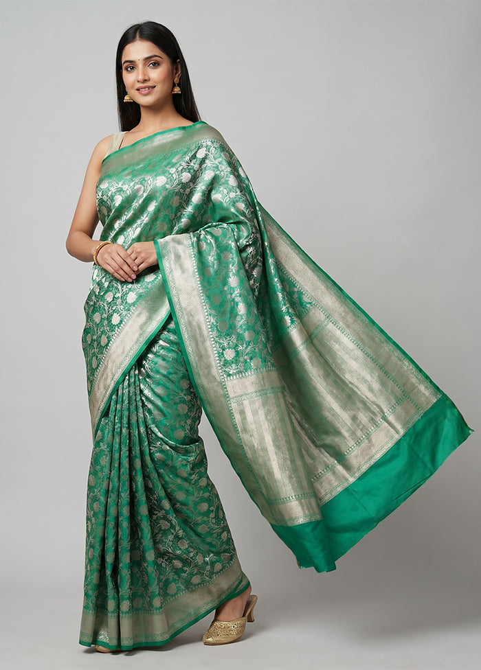 Green Handloom Katan Pure Silk Saree With Blouse Piece