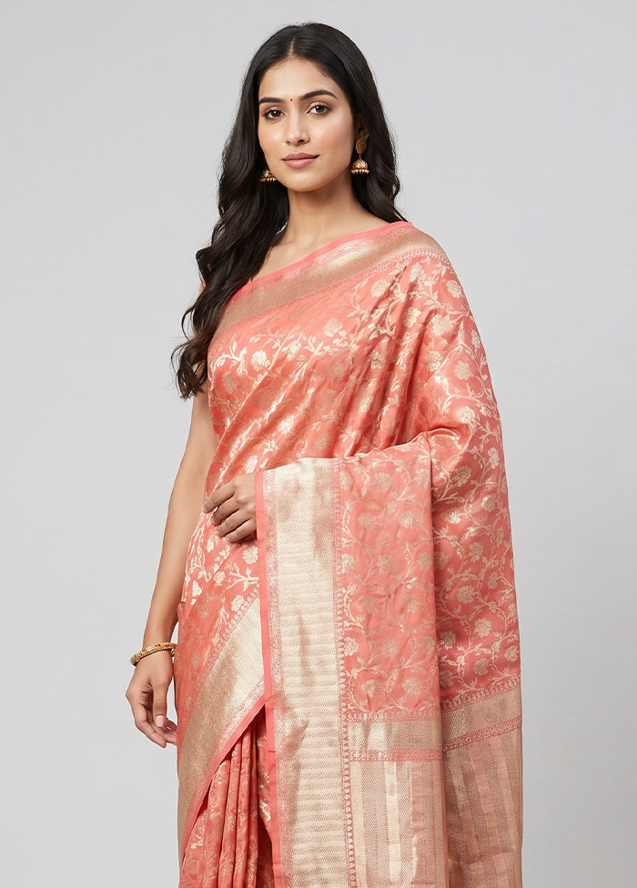 Pink Handloom Katan Pure Silk Saree With Blouse Piece