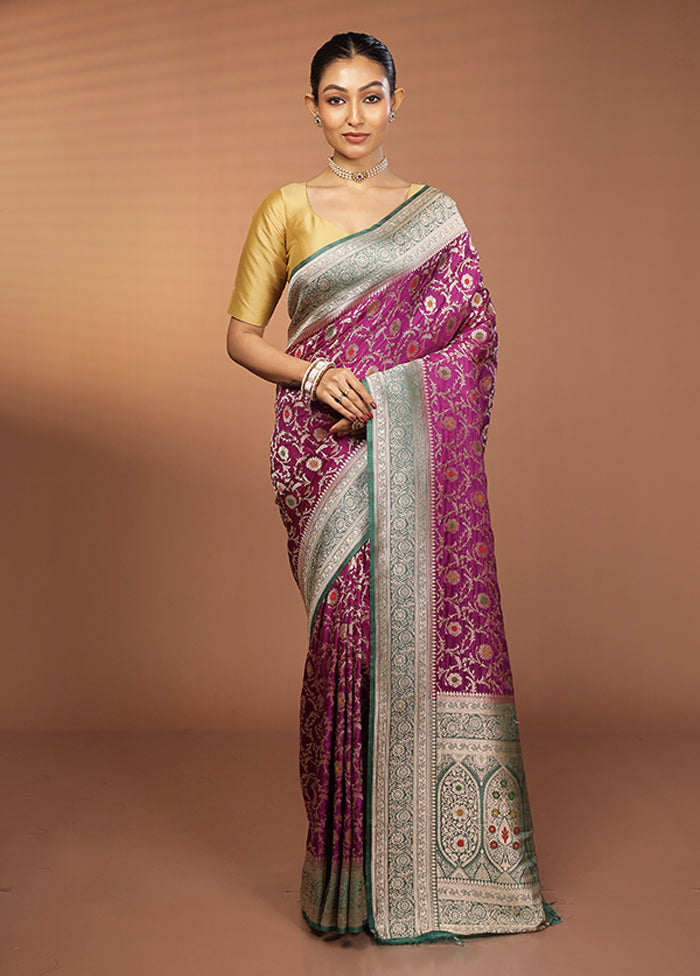 Purple Georgette Saree With Blouse Piece