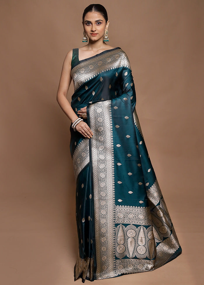 Green Katan Silk Saree With Blouse Piece