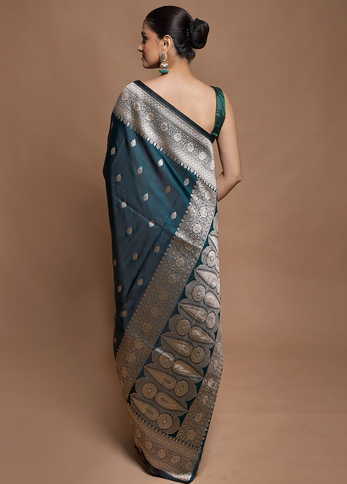 Green Katan Silk Saree With Blouse Piece