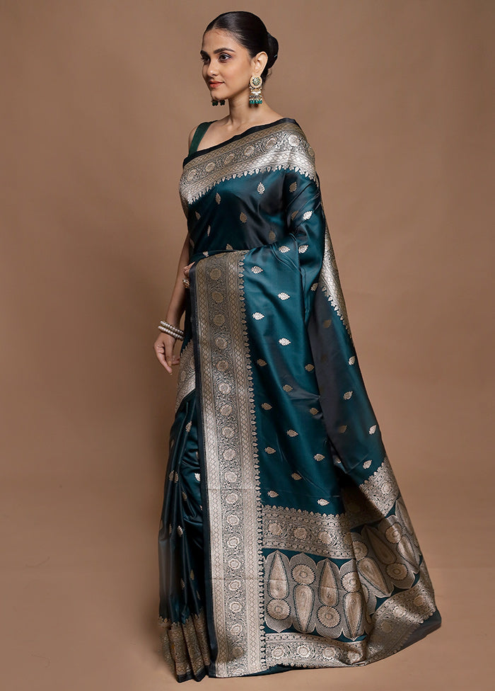 Green Katan Silk Saree With Blouse Piece