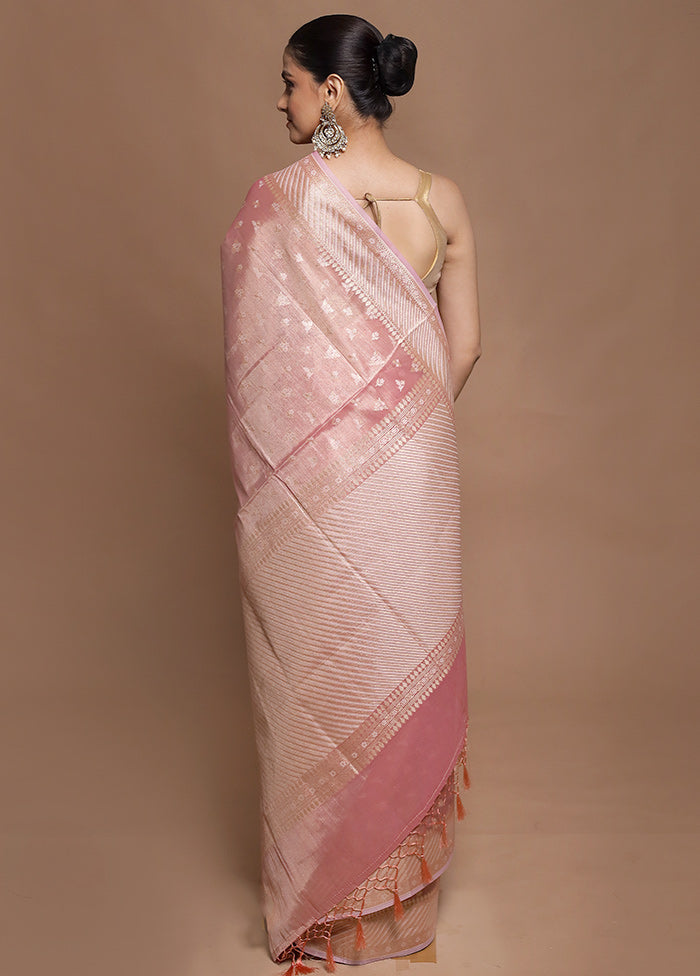 Pink Tissue Silk Saree With Blouse Piece