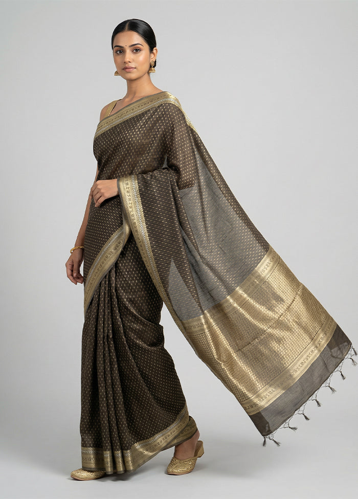 Grey Kora Silk Saree With Blouse Piece