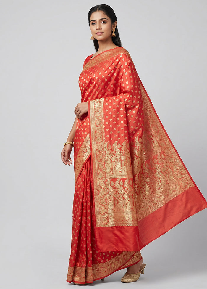 Pink Handloom Banarasi Pure Silk Saree With Blouse Piece