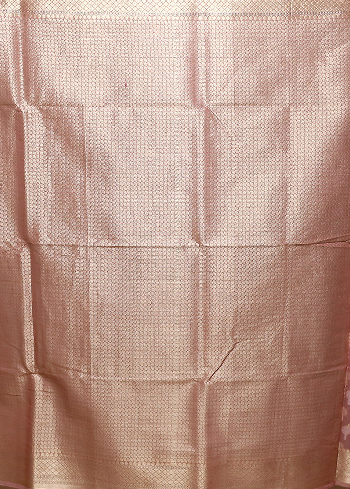 Pink Kora Silk Saree With Blouse Piece