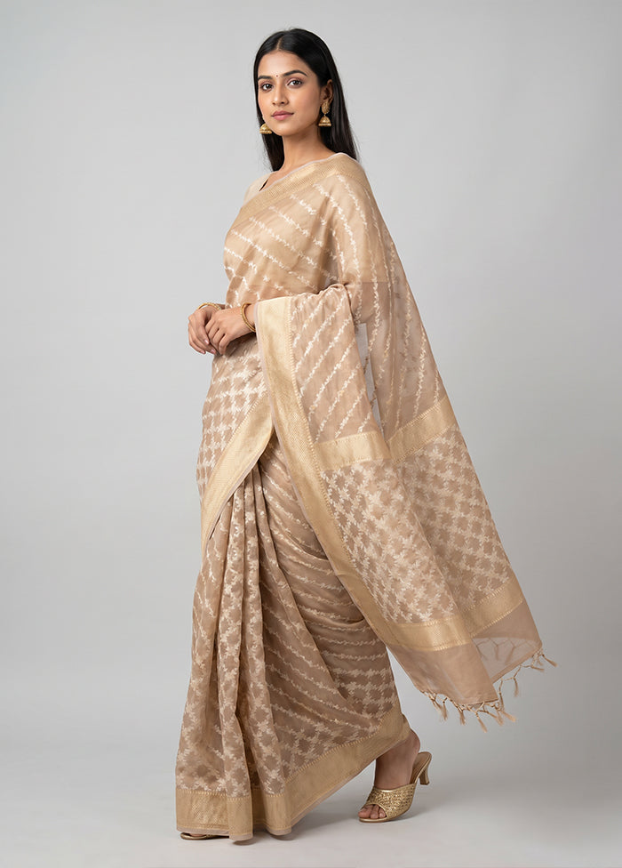 Cream Tissue Silk Saree With Blouse Piece