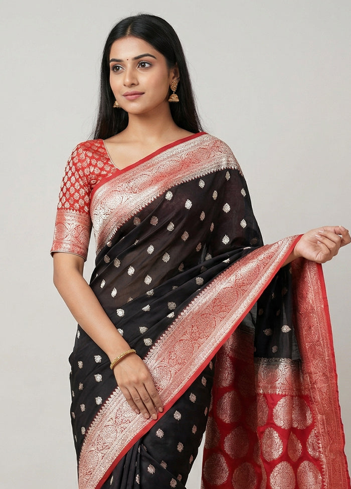 Black Georgette Saree With Blouse Piece