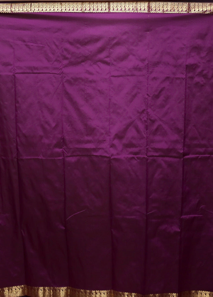Purple Kanjivaram Silk Saree With Blouse Piece