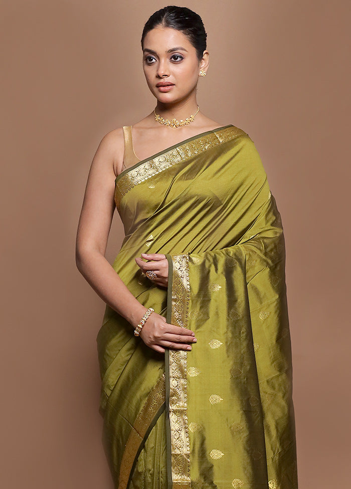 Green Kanjivaram Silk Saree With Blouse Piece