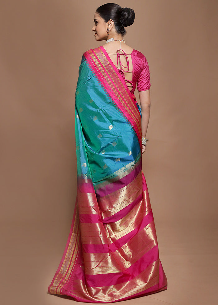 Green Kanjivaram Silk Saree With Blouse Piece