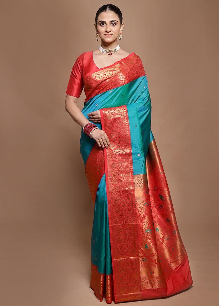 Green Kanjivaram Silk Saree With Blouse Piece