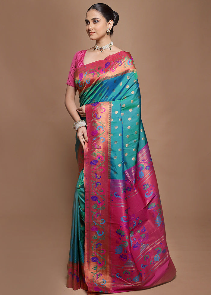 Green Kanjivaram Silk Saree With Blouse Piece