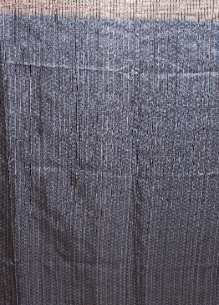Blue Tussar Silk Saree With Blouse Piece