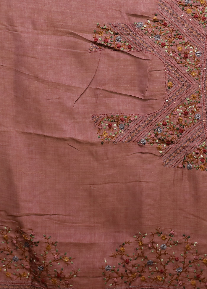Pink Linen Silk Saree With Blouse Piece