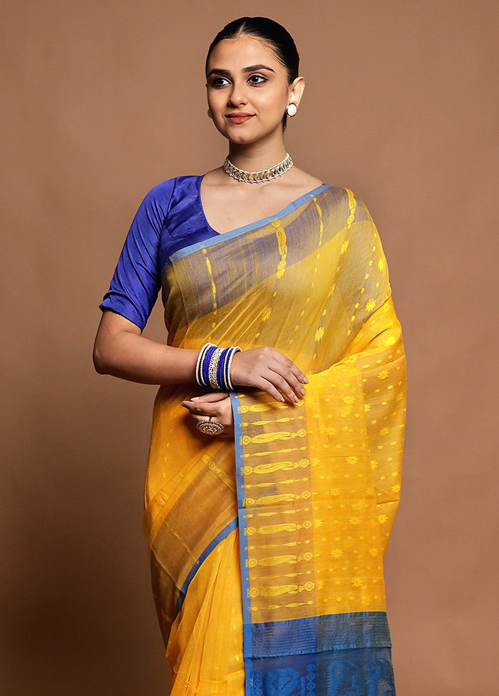 Cream Tant Jamdani Saree Without Blouse Piece