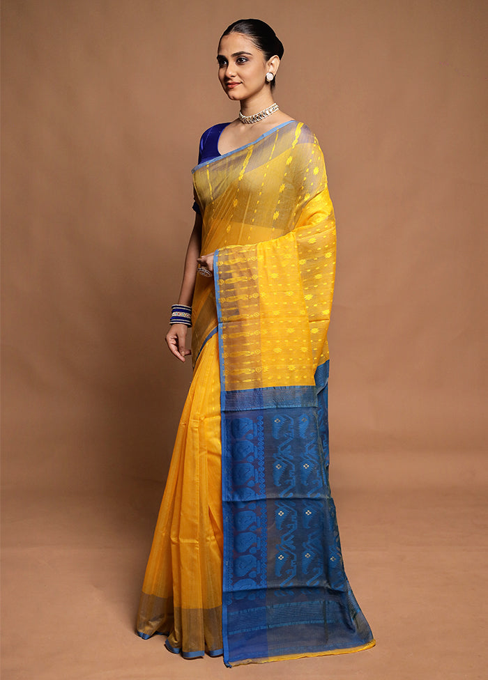 Cream Tant Jamdani Saree Without Blouse Piece