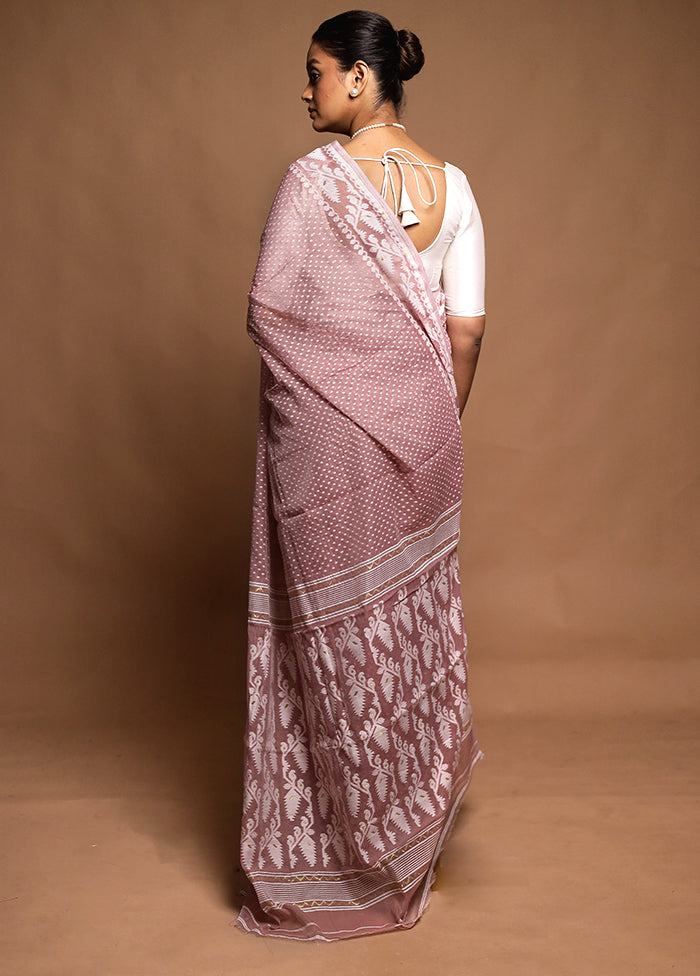 Pink Tant Jamdani Saree Without Blouse Piece