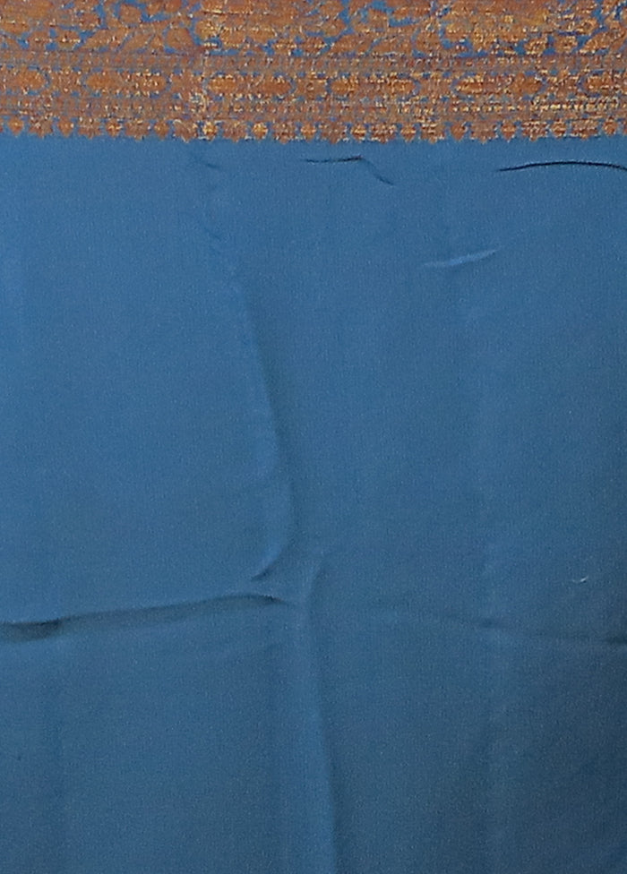 Blue Georgette Saree With Blouse Piece