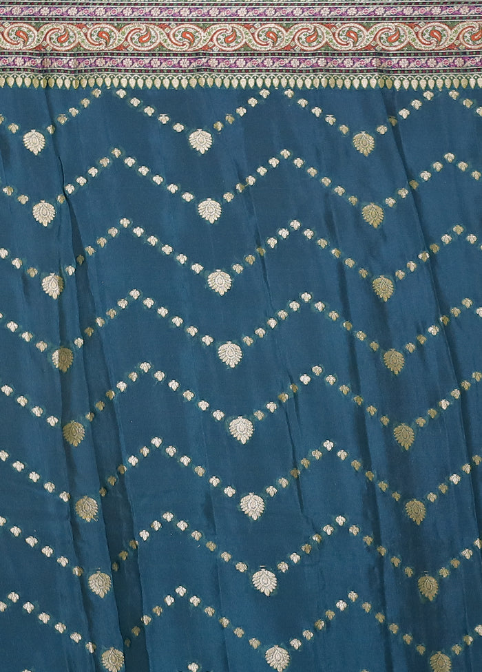 Blue Handloom Pure Georgette Saree With Blouse Piece