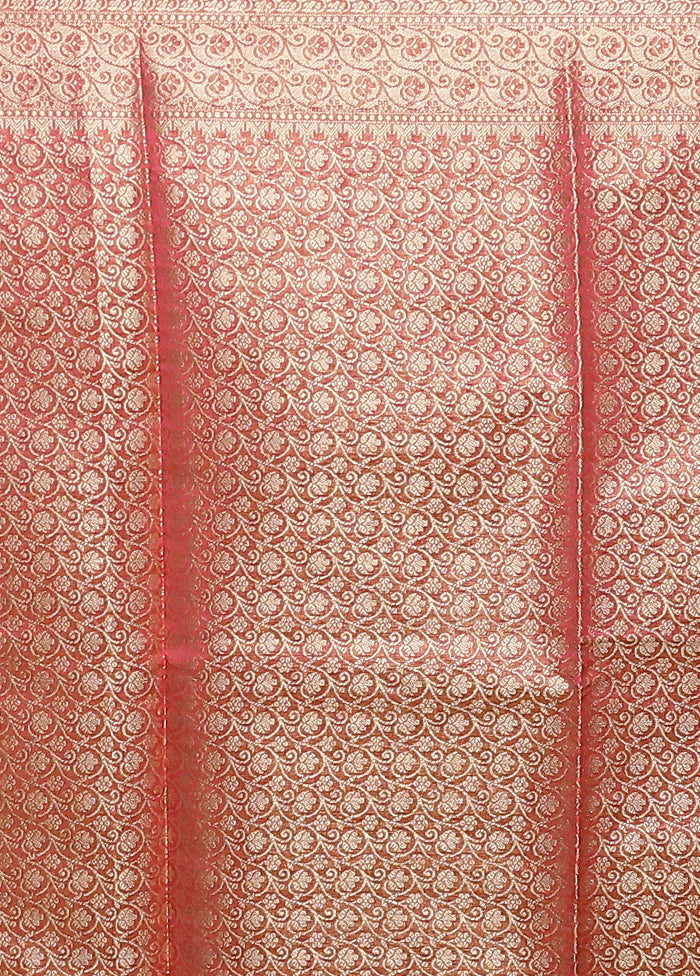 Pink Kora Silk Saree With Blouse Piece
