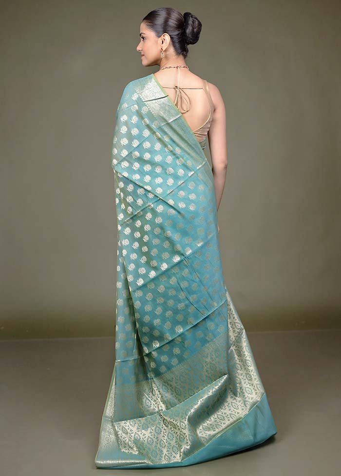 Green Kora Silk Saree With Blouse Piece