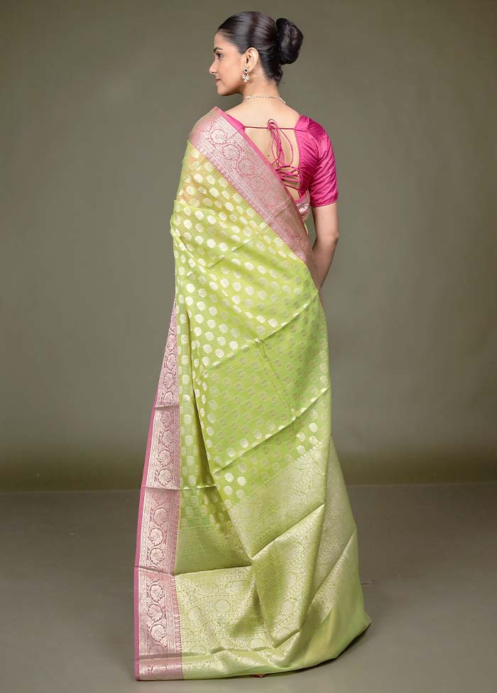 Green Kora Silk Saree With Blouse Piece