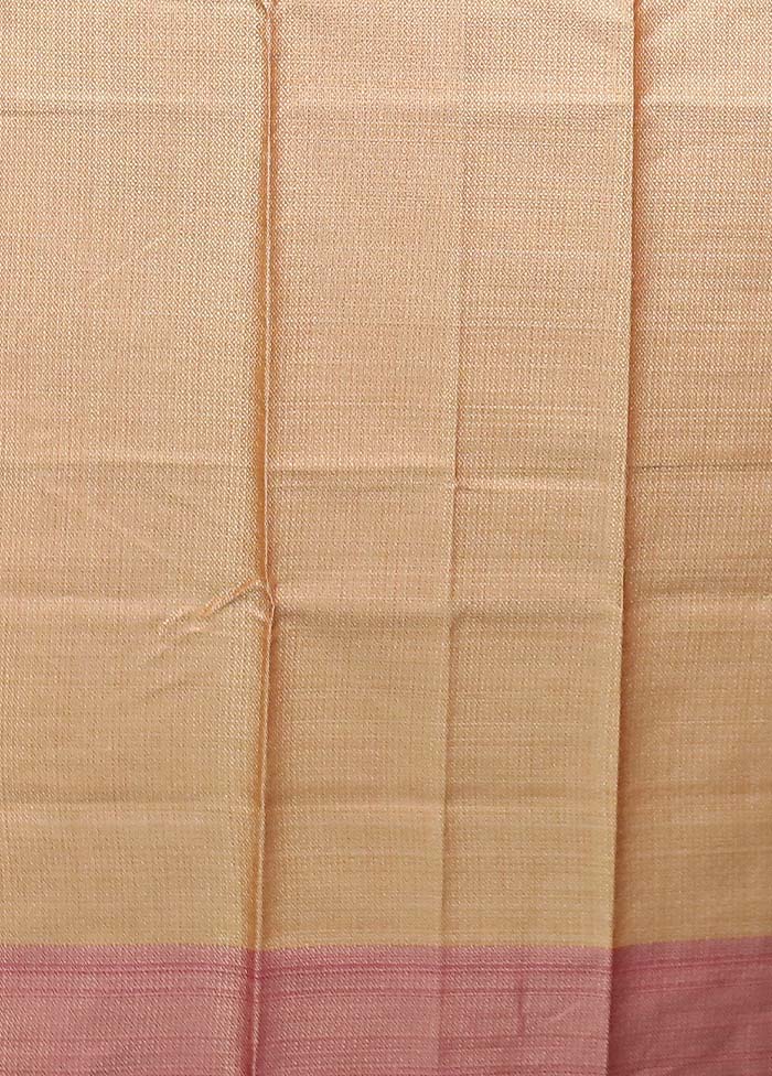Orange Kora Silk Saree With Blouse Piece