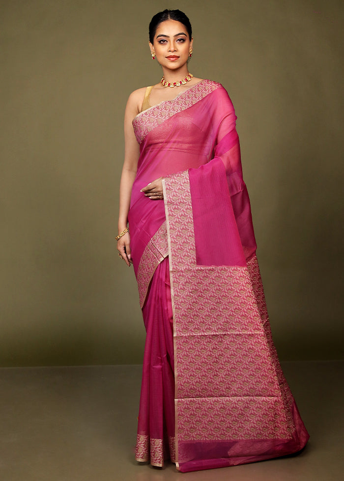 Pink Kota Cotton Saree With Blouse Piece