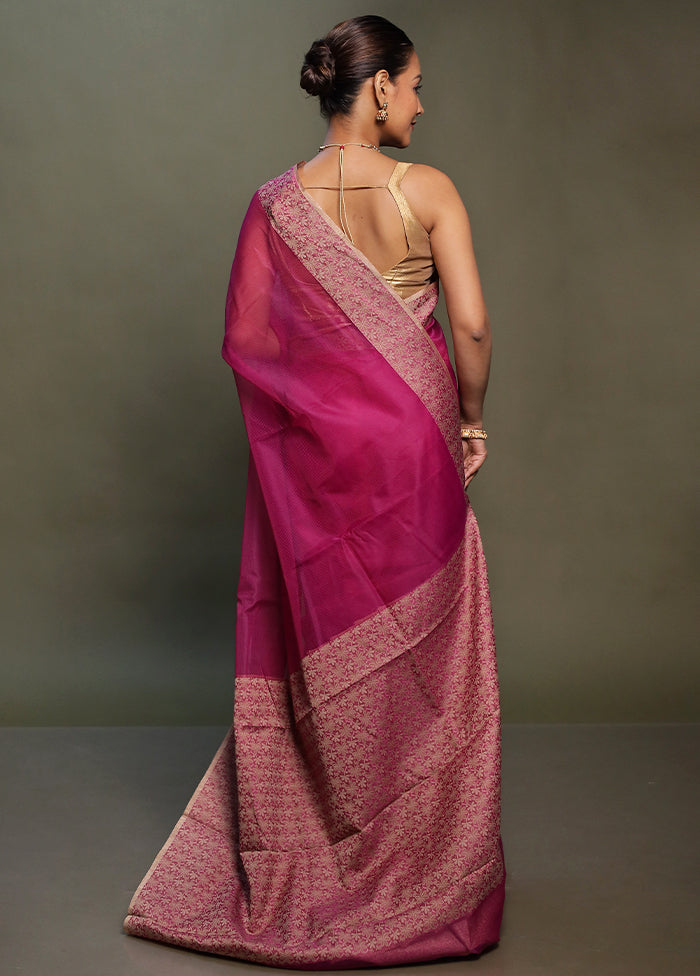 Purple Kota Cotton Saree With Blouse Piece