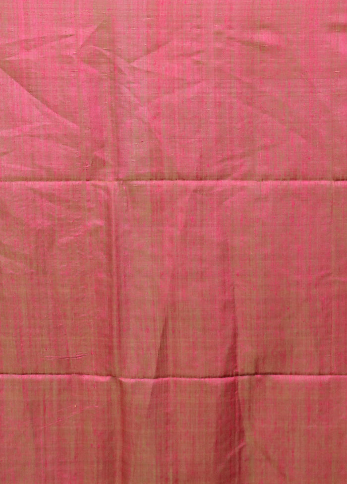 Pink Handloom Matka Pure Silk Saree With Blouse Piece