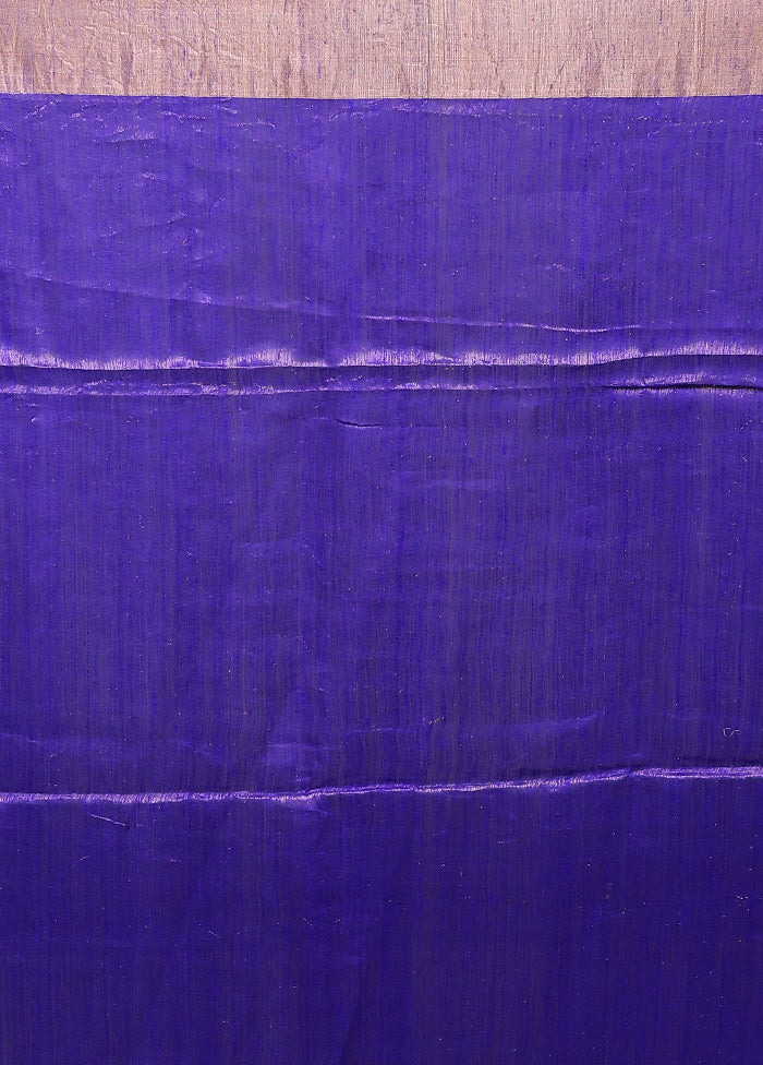 Blue Handloom Matka Pure Silk Saree With Blouse Piece