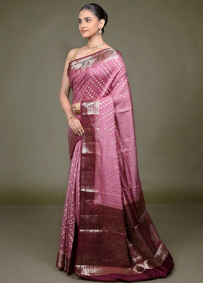 Purple Handloom Dupion Pure Silk Saree With Blouse Piece