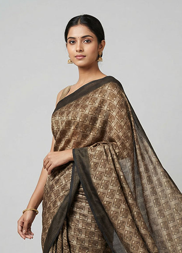 Grey Chiffon Silk Saree With Blouse Piece